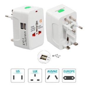 ADAPTADOR DE TOMADA EUROPEIA UNIVERSAL COM SAIDA USB E USB OITO175 OI VIDA
