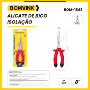 ALICATE DE BICO RETO ISOLADO BOM-1643 BOMVINK