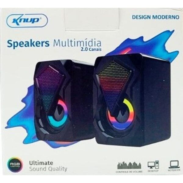 CAIXA DE SOM PARA PC RGB 2.0 CANAIS KNUP KP-RO800