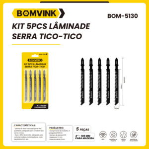 KIT LÂMINAS PARA SERRA TICO TICO COM 5PÇS BOM-5130 BOMVINK