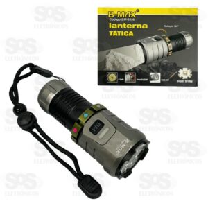 LANTERNA T&Aacute;TICA LED RECARREG&Aacute;VEL COM IM&Atilde; BM-8556 B-MAX