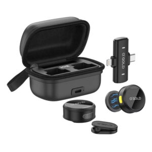 MICROFONE DE LAPELA 2 EM 1 LIGHTNING E TIPO C MCF-38A COM 2 MICROFONES SEM FIO AGOLD