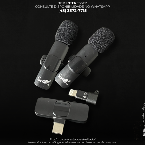 MICROFONE DE LAPELA TIPO C E LIGHTNING DUPLO BRAGI MIC MF-103 HREBOS