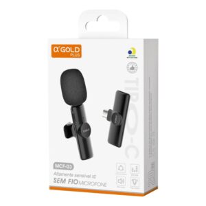 MICROFONE DE LAPELA TIPO C SEM FIO MCF-03 AGOLD