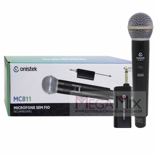 MICROFONE SEM FIO RECARREGAVEL TIPO C 50 METROS ONISTEK MC811
