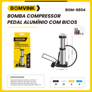 MINI BOMBA COM PEDAL ALUMINIO BOM-8804 BOMNINK
