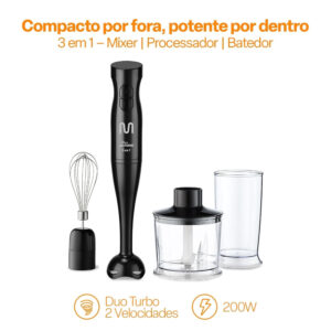 MIXER DUO TURBO 3 EM 1 200W GO020 MULTILASER 220V