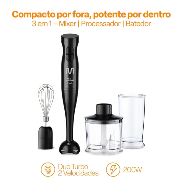 MIXER DUO TURBO 3 EM 1 200W GO020 MULTILASER 220V