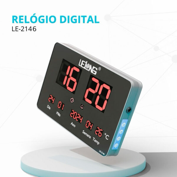 RELOGIO DE PAREDE DIGITAL LELONG LE-2146 BIVOLT