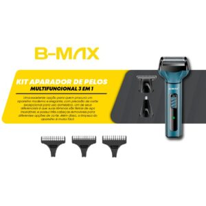 APARADOR DE PELO NASAL E CONTORNOS 3 EM 1 RECARREG&Aacute;VEL BM-C034 B-MAX