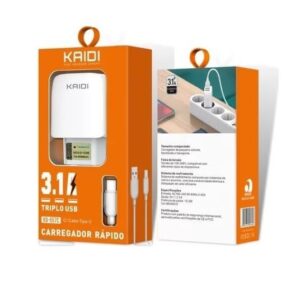 CARREGADOR USB TIPO C 15.5W 3.1A 1.0M KD-557C KAIDI