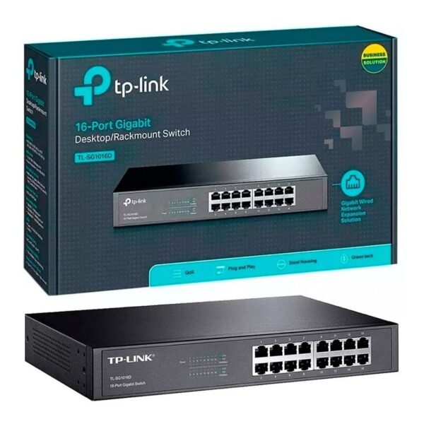 SWITCH 16 PORTAS TP-LINK TL-SG1016D GIGABIT 16 PORTAS 10/100/1000