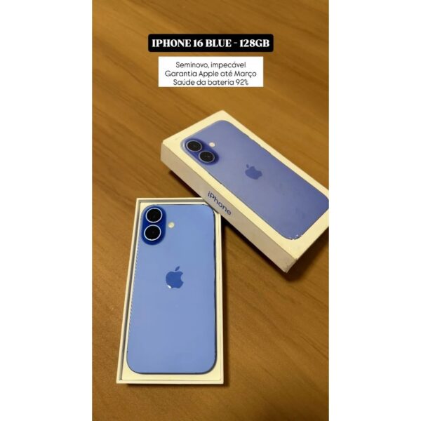 SMARTPHONE APPLE IPHONE 16 128GB SEMI NOVO IMEI 353669378458405 92% POUCOS DETALHES L SMARTPHONE APPLE IPHONE 16 128GB SEMI NOVO IMEI 353669378458405 92% POUCOS DETALHES L
