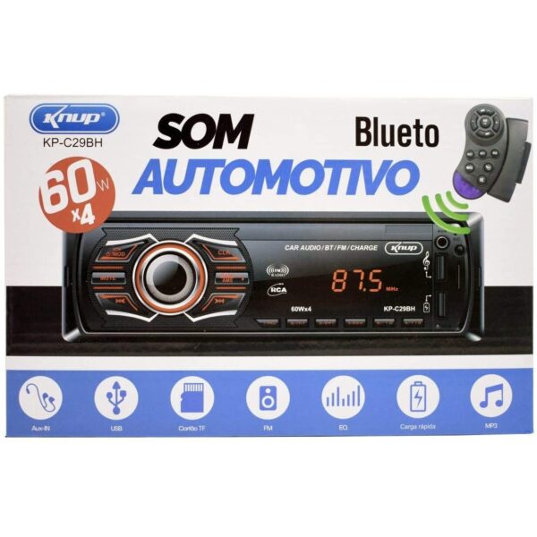 TOCA RADIO MP3 PLAYER BLUETOOTH COM CONTROLE KP-C29BH KNUP