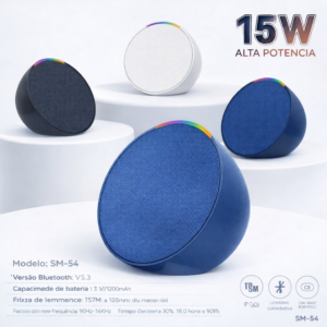 CAIXA DE SOM BLUETOOTH PORTATIL 15W DISPLAY DIGITAL SM-55 AGOLD