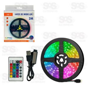 FITA LED USB RGB 3 METROS MD-12793 COM CONTROLE INOVA
