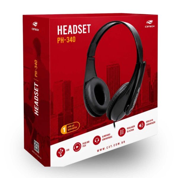 FONE HEADSET USB C3TECH PRETO PH-340BK