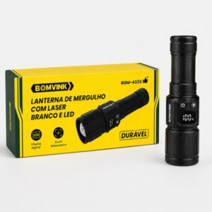 LANTERNA DE MERGULHO LED RECARREGÁVEL DISPLAY DIGITAL BOM-4333 BOMVINK