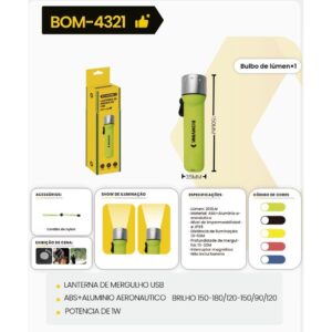 LANTERNA DE MERGULHO 15-20M 200 LUMENS BOM-4321 BOMVINK