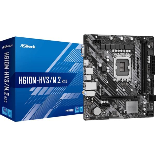 PLACA MAE INTEL ASROCK H610M-HVS M.2 DDR4 LGA1700 12° 13° E 14° GERACÃO PLACA MAE INTEL ASROCK H610M-HVS M.2 DDR4 LGA1700 12° 13° E 14° GERACÃO